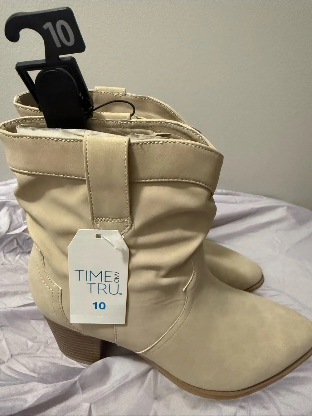 Time and Tru Beige Western Ankle Booties